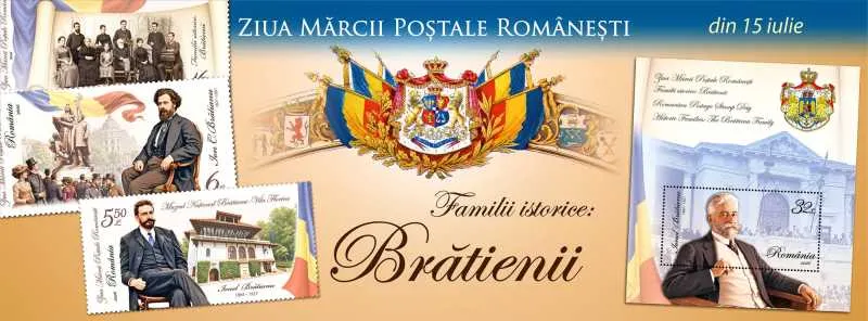 Mărci poștale din seria „Familii istorice: Brătienii”, emise de Ziua Mărcii Poștale Românești