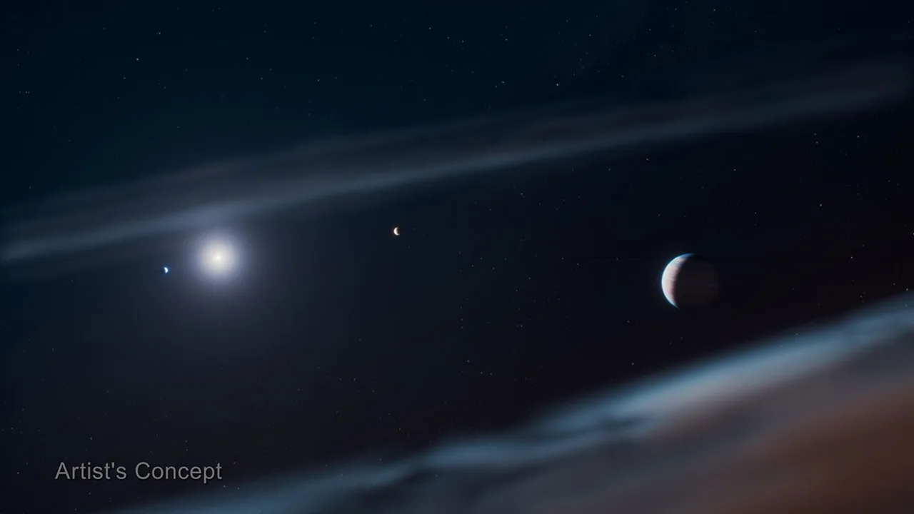 Ilustrație: o planetă gigant și steaua ei, într-o reprezentare artistică a spațiului