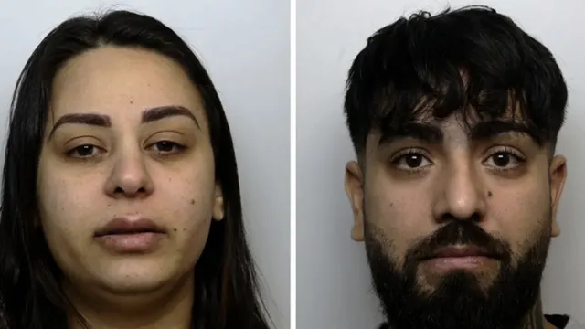 Două portrete frontale, pe fundal alb: o femeie cu părul negru strâns și un bărbat cu barbă