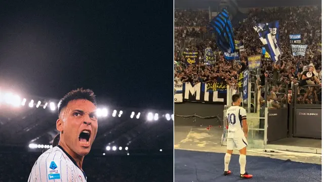 Colaj: un fotbalist care strigă de bucurie sub reflectoare și un jucător cu numărul 10 în fața tribunei cu steaguri
