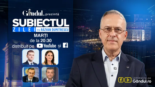 Afiș Gândul: emisiunea „Subiectul zilei” cu Răzvan Dumitrescu, marți de la 20:30, cu invitații în miniaturi