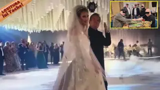 Colaj Lovitura.ro: o mireasă la o nuntă și, în colț, bărbați jucând table la o masă
