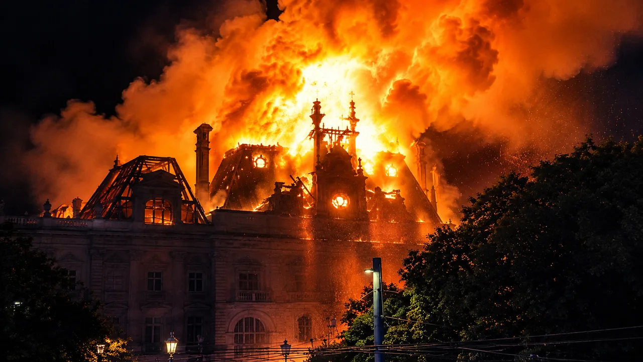 Primăria din Limoges, incendiată de protestatari mascați în Franța